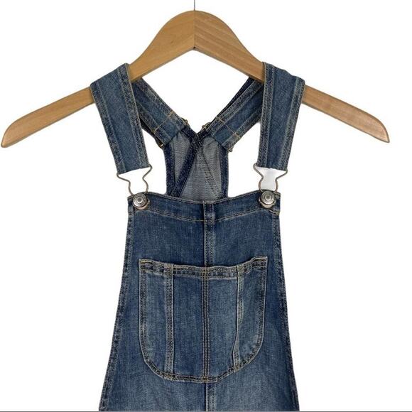 American Eagle Tomgirl Distressed Blue Denim Jeans Overall Size XS Relaxed Fit - Picture 14 of 16